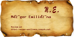 Móger Emiliána névjegykártya